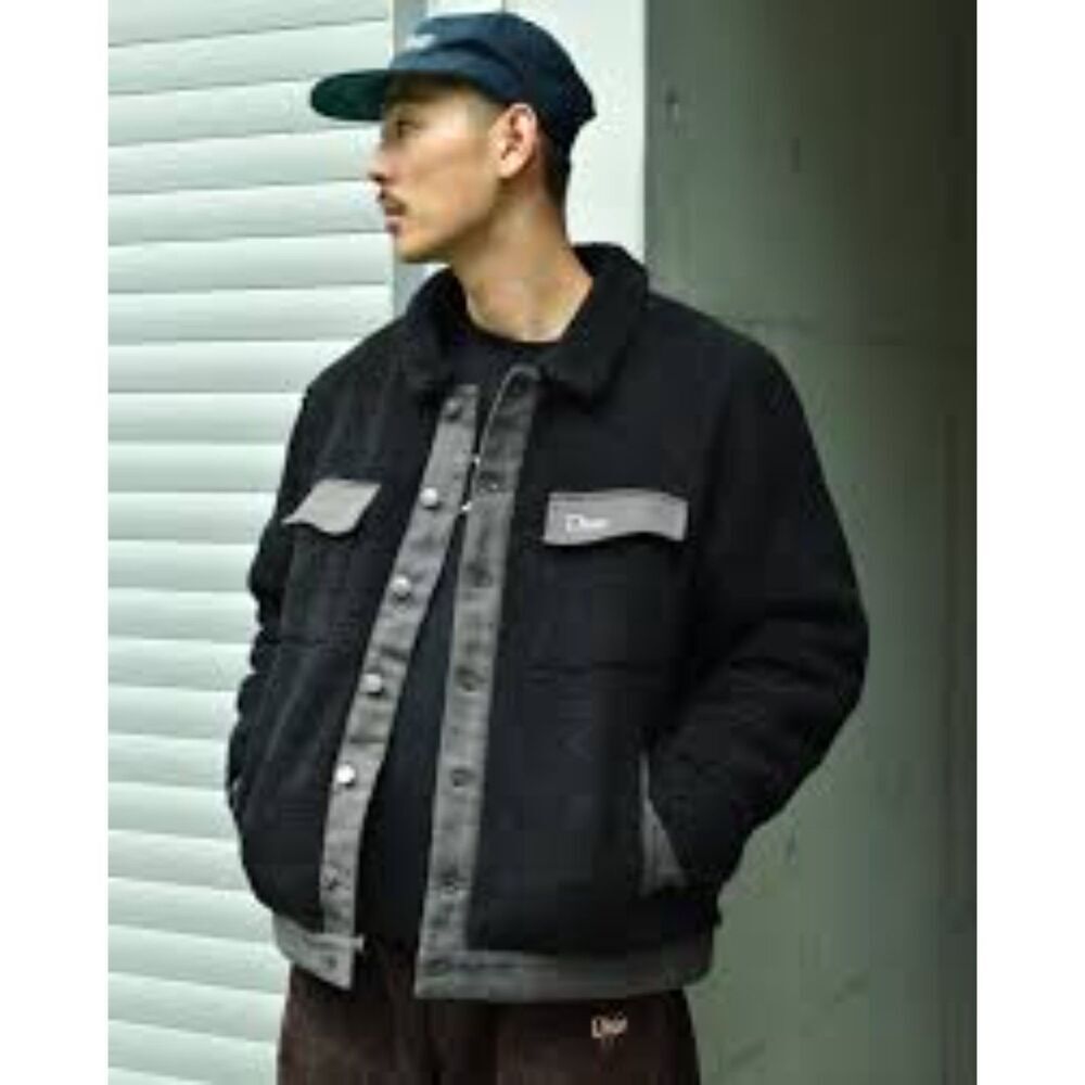 Dime Sherpa Denim Jacket Black size small good condition mens unisex